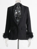 R&B | Langarm Patchwork-Blazer mit Rautenmuster