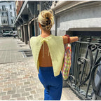 R&B | Gestricktes rückenfreies Top mit Bändern