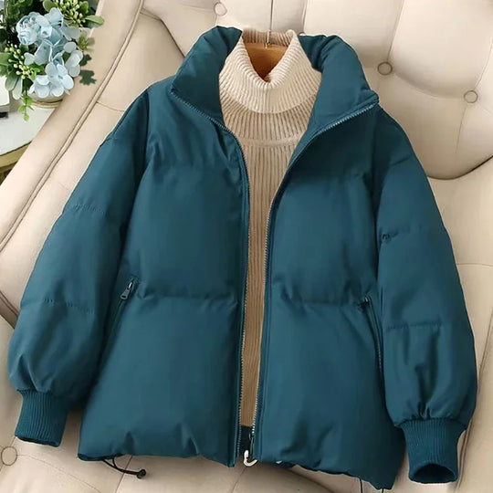 R&B | Winter-Pufferjacke mit Reißverschluss und Eingeschnittenem Kragen