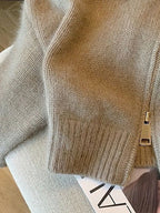 R&B | Strickjacke mit Reißverschluss und Elegantem Kragen - Modischer Cropped Cardigan für Alltag und Büro