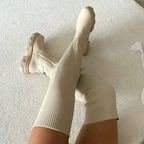 R&B | Stricken Überknie Rundzehen Winterstiefel