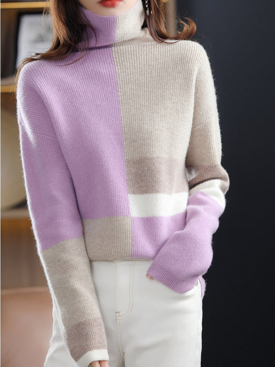 R&B | Gemusterter Rollkragenpullover