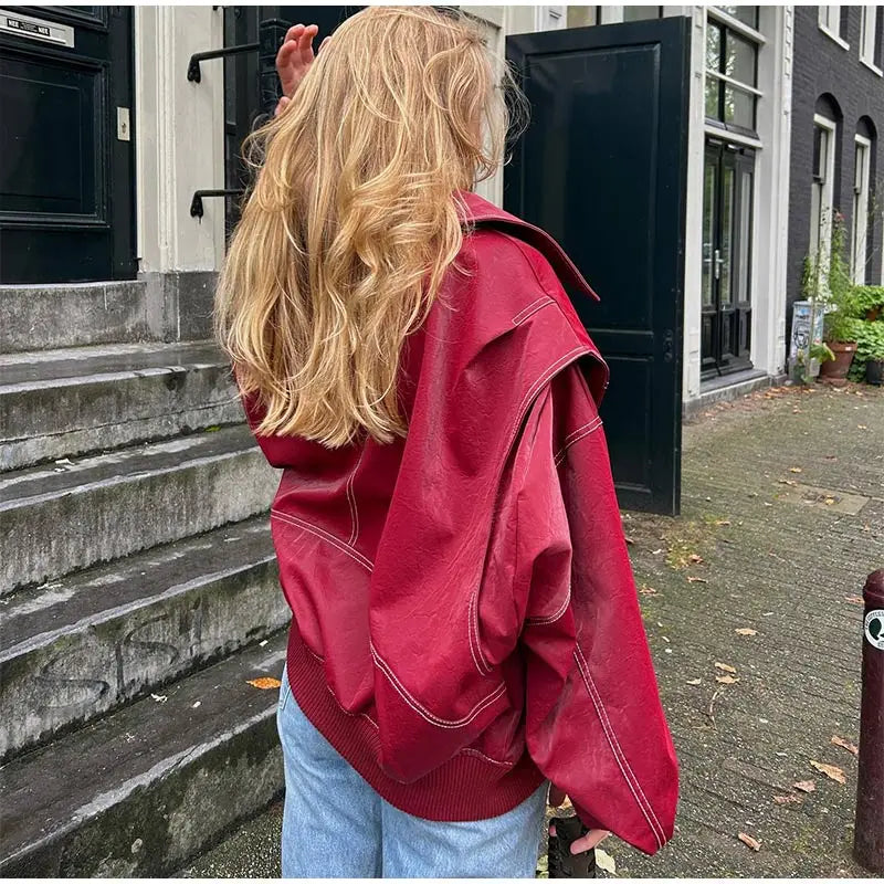 R&B | Vintage-Lederblouson in Übergröße für Damen