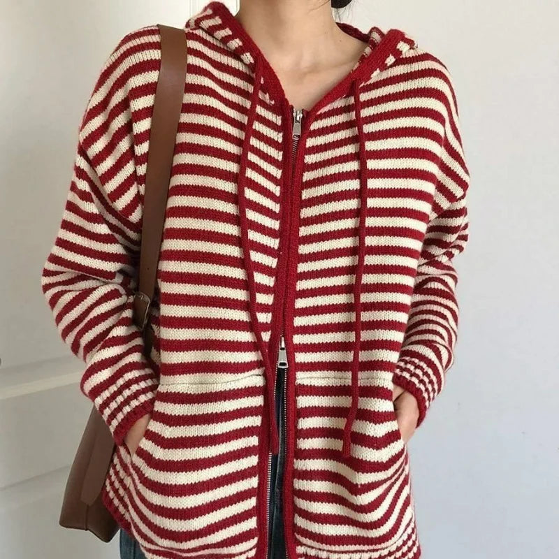 R&B | Gestreifter Kapuzenpullover Pullover
