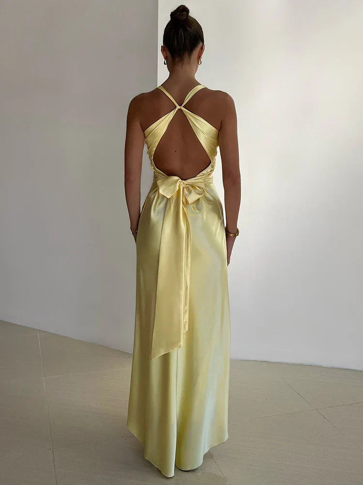 R&B | Schleife Rückenfrei Abend Maxi Kleid