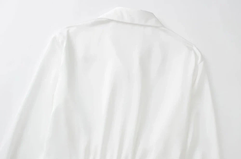 Damen Vintage V-Ausschnitt Lange Ärmel Satin Minikleid