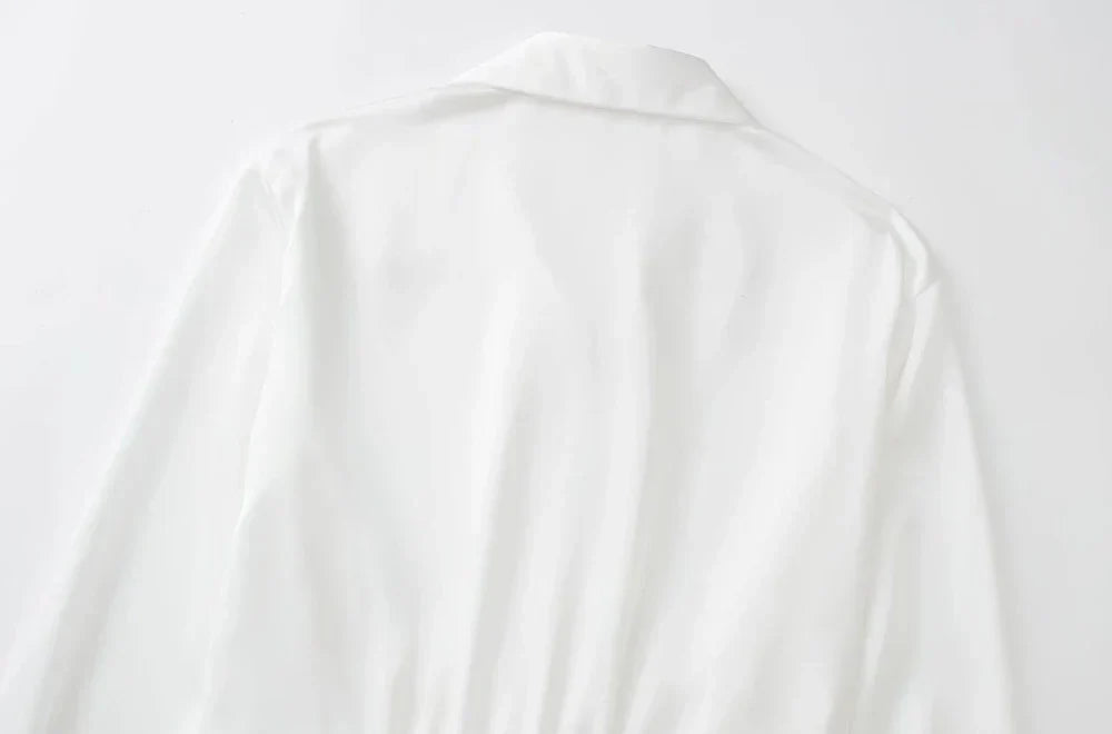 Damen Vintage V-Ausschnitt Lange Ärmel Satin Minikleid
