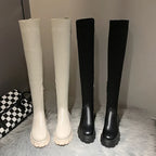 R&B | Stricken Überknie Rundzehen Winterstiefel