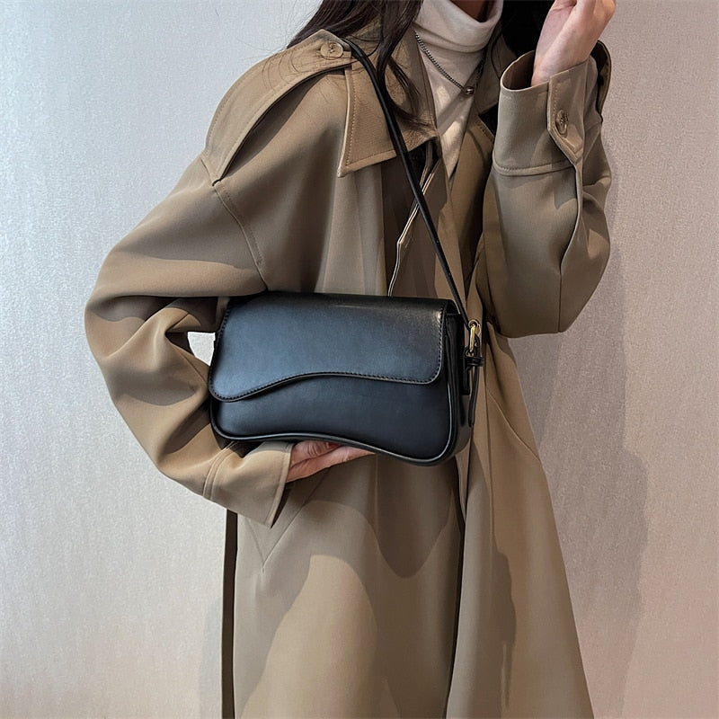 R&B | Vintage Leder Crossbody-Taschen Kleine Umhängetasche Stilvolle Armpit Handtaschen und Geldbörsen