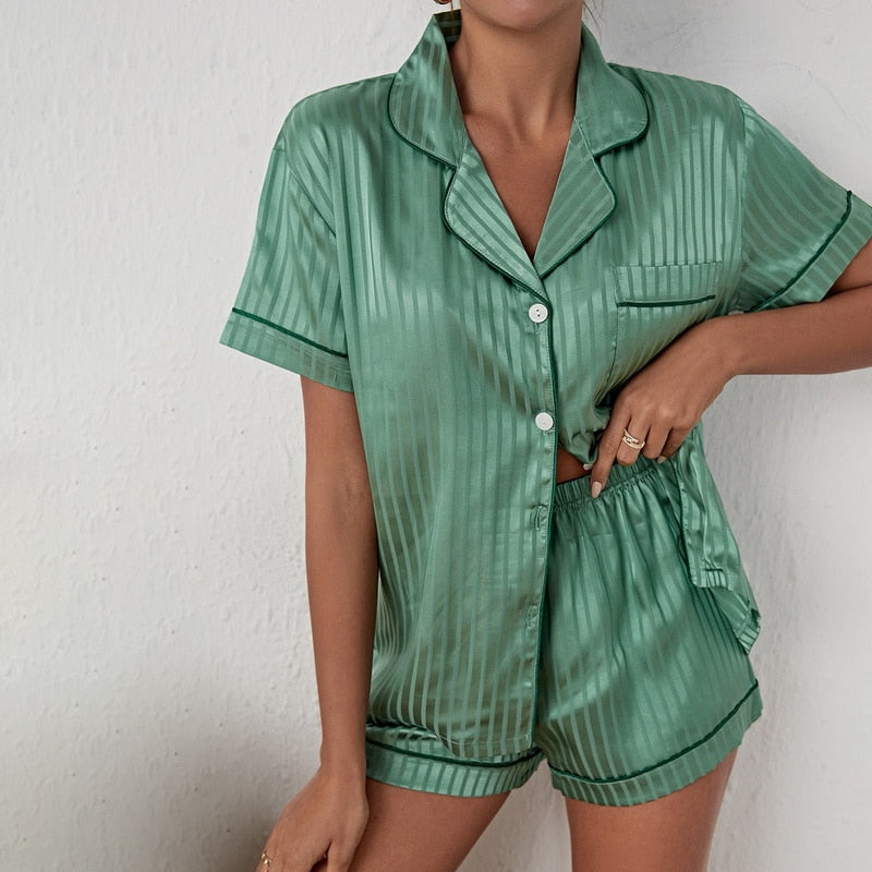 R&B | Satin Pyjama Set Für Damen Hausanzug