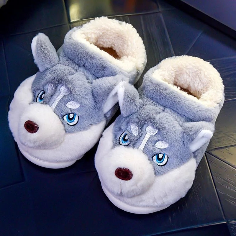 R&B | Weiche Damenschuhe Niedliche Husky Hausschuhe für Zuhause