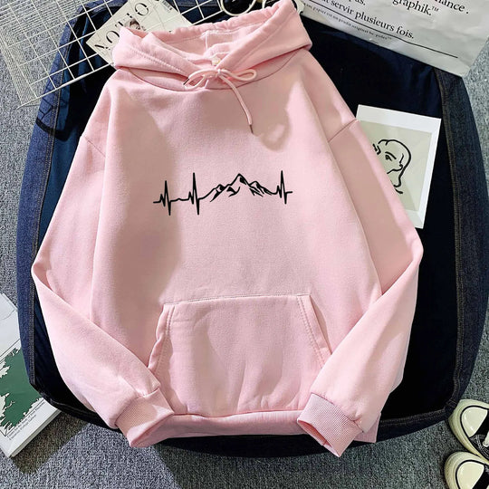 R&B | Hoodie mit Puls-motiv Baumwolle und Polyester Trendy und Komfortabel