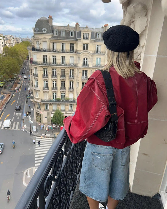 R&B | Vintage-Lederblouson in Übergröße für Damen