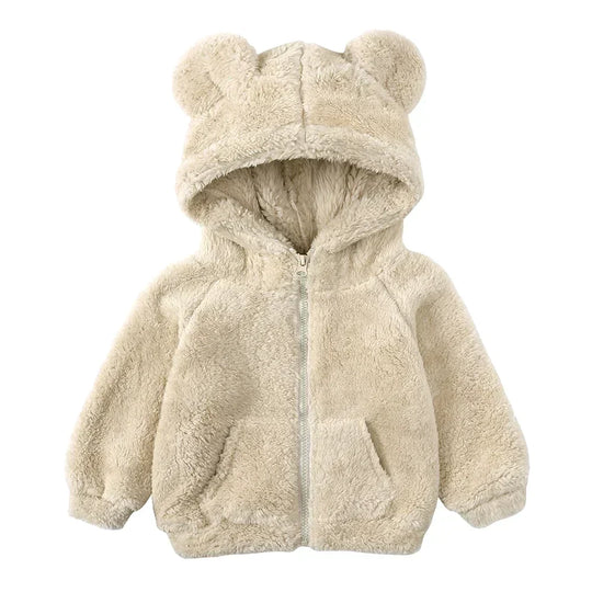 R&B Comfort Modische Bären-Kinderjacke aus dickem Samt