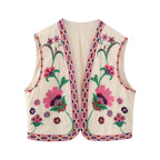 R&B | Vintage Blumenbestickte Weste für Damen