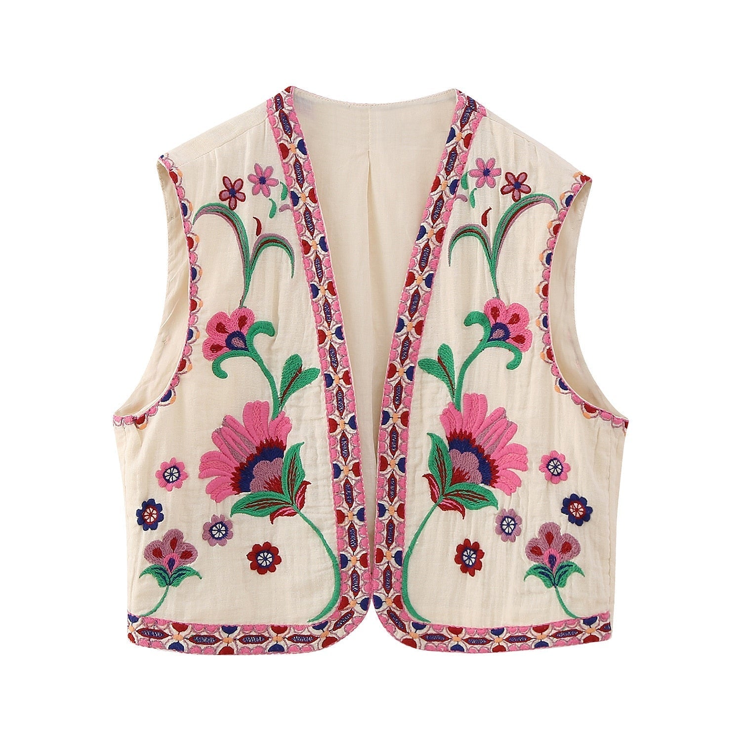 R&B | Vintage Blumenbestickte Weste für Damen