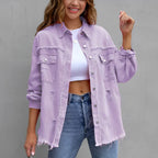 R&B | Zerrissenes Denim-Hemd mit Knopfleiste