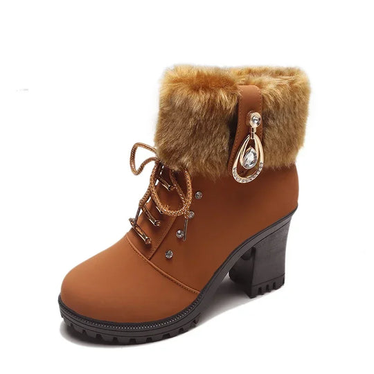 R&B | British Style High Heel Kurzstiefel mit Seitlichem Reißverschluss