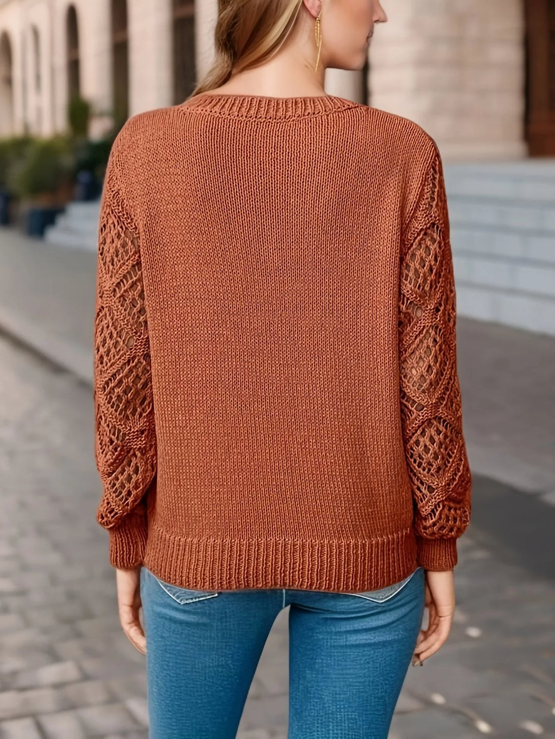 R&BMode | Solid V-Ausschnitt Strickpullover