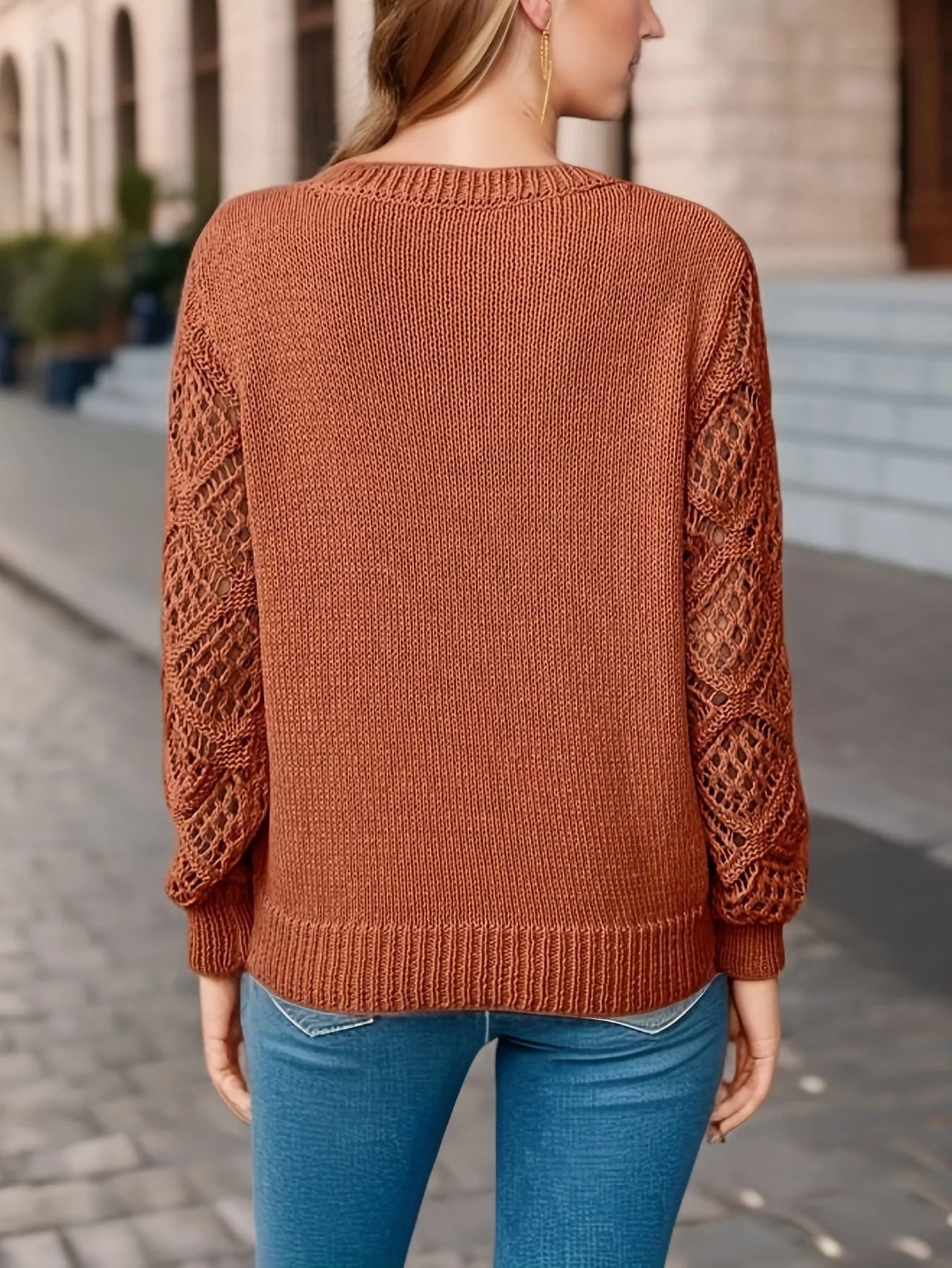R&B | Solid V-Ausschnitt Strickpullover