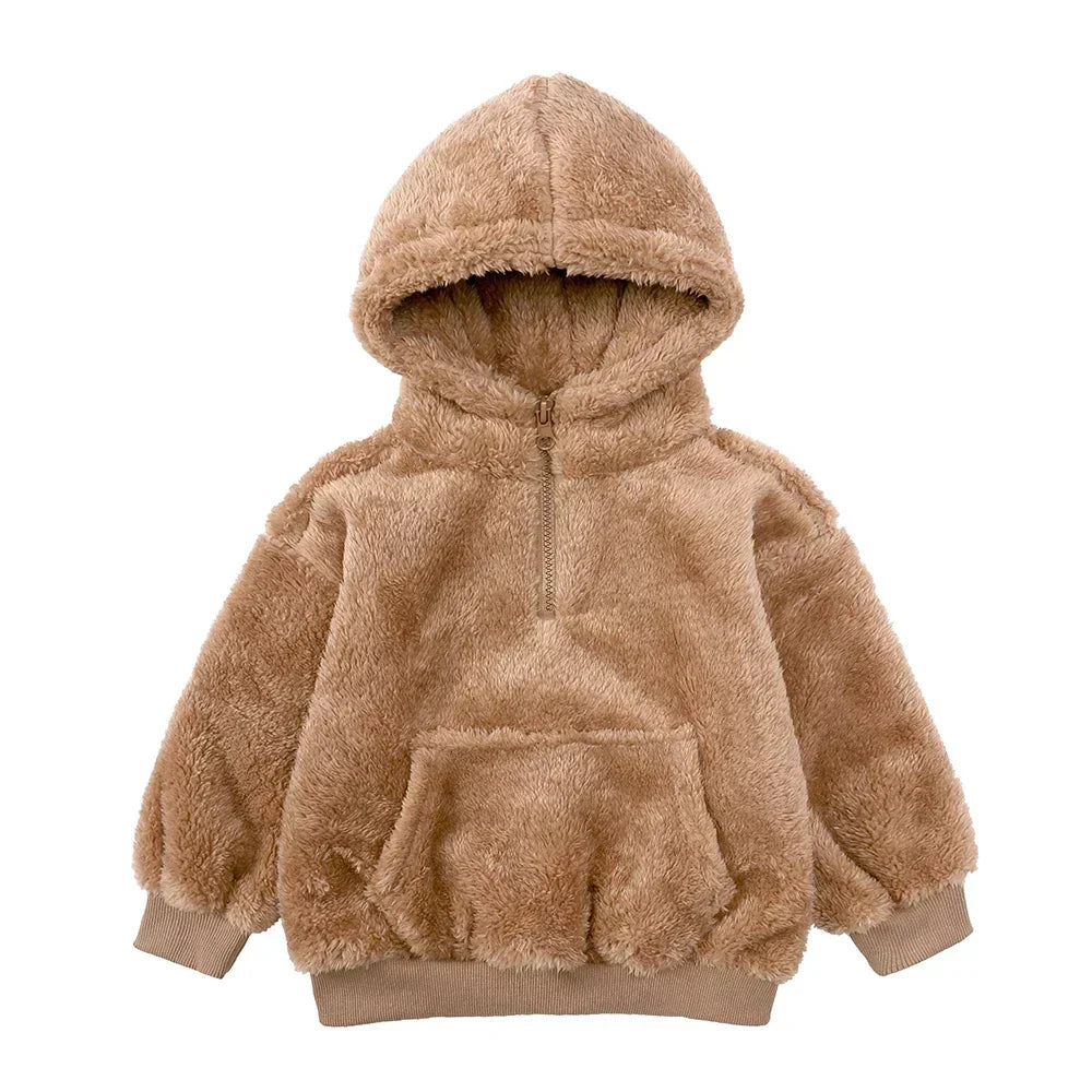 R&B Comfort Modische Bären-Kinderjacke aus dickem Samt