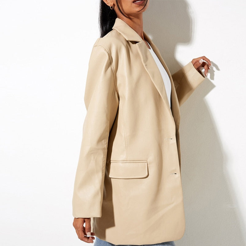 R&B | Vintage Blazer mit Lederlook für Damen