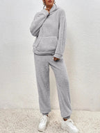 R&B | Weiche Teddyjacke Damen Loungewear Satz mit Kapuze