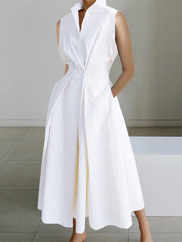 Weißes Hemdkragen Urban Baumwollkleid
