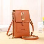 R&B | Leder Smartphone Clutch Damen Handtasche mit Touchscreen-Fenster