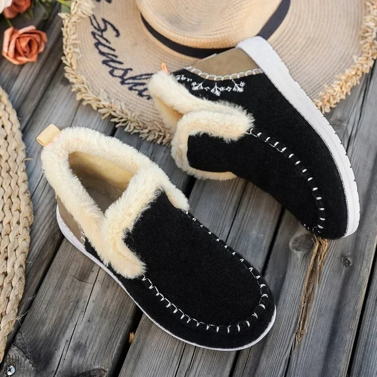 R&B | Knöchelstiefel – Filz-Obermaterial – Faux-Fur-Futter – Slipper – Lässiger Schnitt