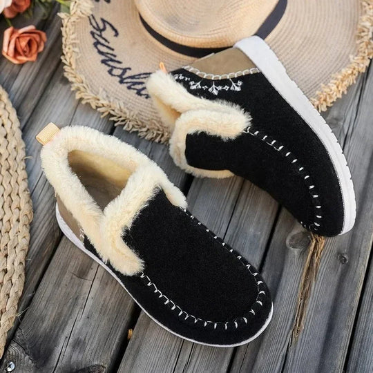 R&B | Knöchelstiefel – Filz-Obermaterial – Faux-Fur-Futter – Slipper – Lässiger Schnitt