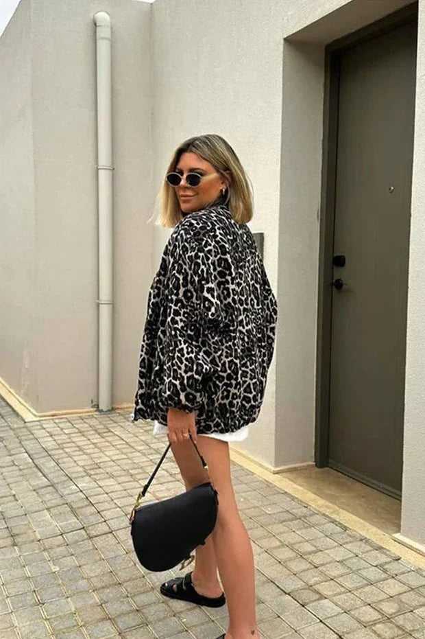 R&B | Modig Bomberjacke Leopardenmuster Modern und Weich