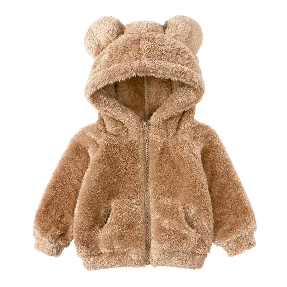 R&B Comfort Modische Bären-Kinderjacke aus dickem Samt