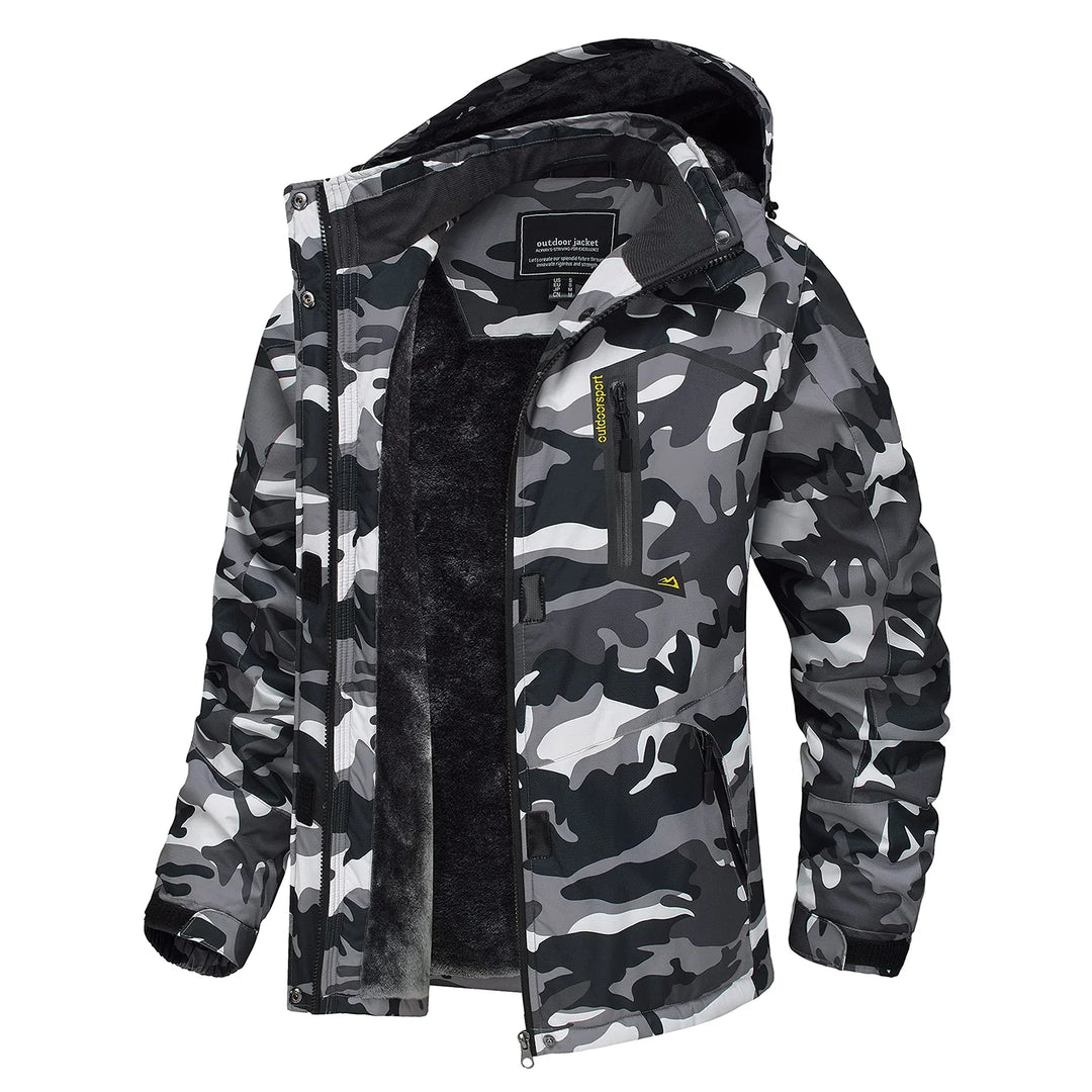 R&B | Dicke Kapuzen Camo Skijacke