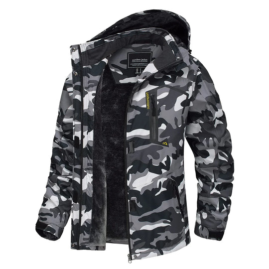 R&B | Dicke Kapuzen Camo Skijacke