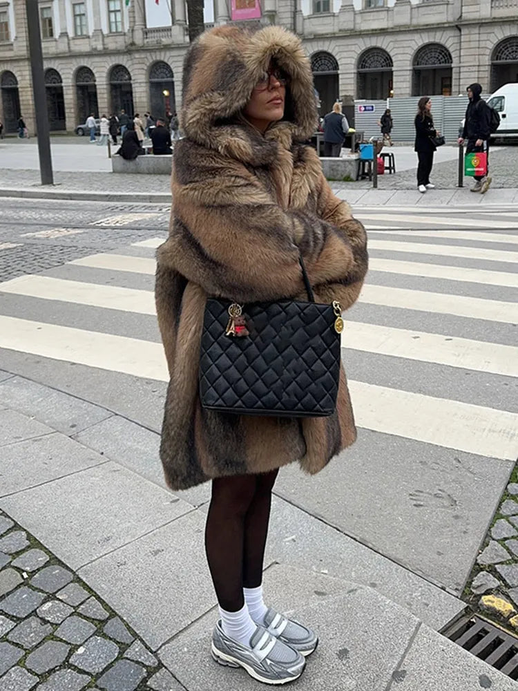 R&B | Lang mit Kapuze und Einfacher Knopfleiste für Damen Ideal für Den Herbst und Den Winter
