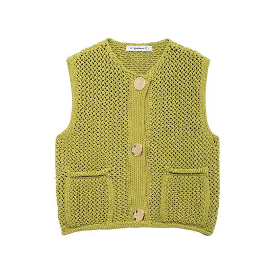 R&B | Ärmless Strickweste mit Knöpfen