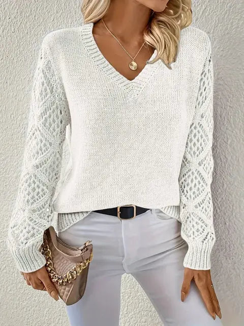 R&B | Solide V-Ausschnitt Strickpullover