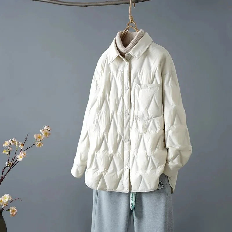 R&B | Gestepptes Shirt-Jacke - Lockere Passform - Knopfverschluss - Leichtes Layering-Stück