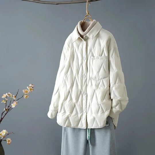R&B | Gestepptes Shirt-Jacke - Lockere Passform - Knopfverschluss - Leichtes Layering-Stück
