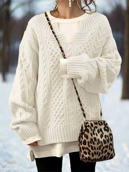 R&B | Wolle Kabelstrickpullover Übergröße Strickpullover