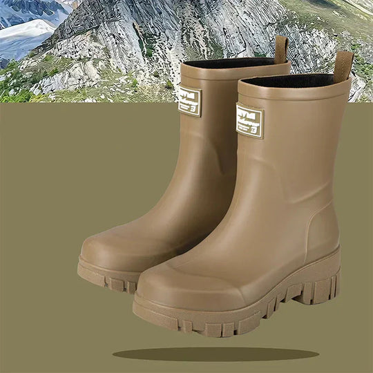 R&B | Damen Chelsea wasserdichte Stiefel mit Blockabsatz & gemusterter Sohle