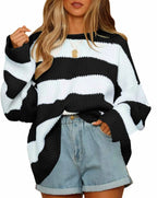 R&B | Langarm Gestreifter Rollkragenpullover