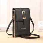R&B | Leder Smartphone Clutch Damen Handtasche mit Touchscreen-Fenster