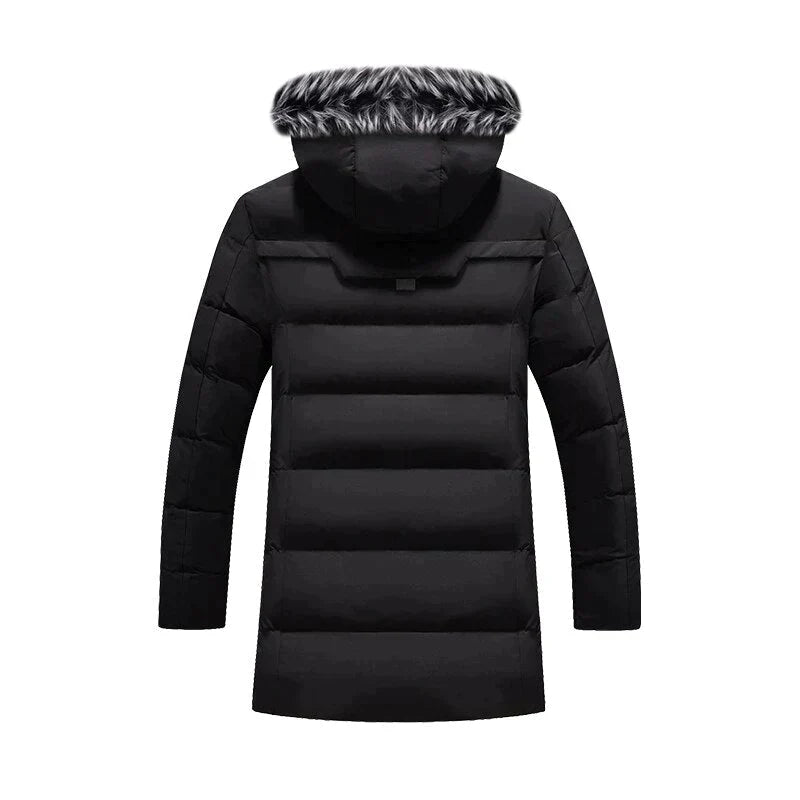 R&B | Herren Winter Lange Parka - Flauschiger Besatz Kapuzen Design
