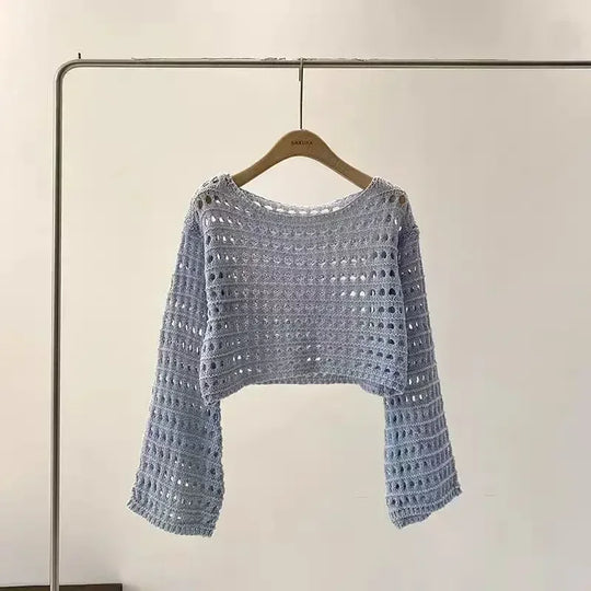 R&B | Langes Gehäkeltes Strickoberteil für Frauen