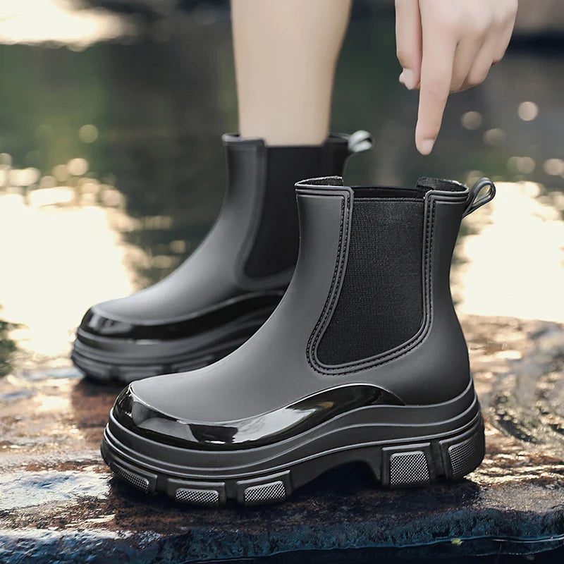 R&B | Kurze Gummistiefel – Wasserdicht – Slip-On – Elastische Einsätze – Grip-Sohle
