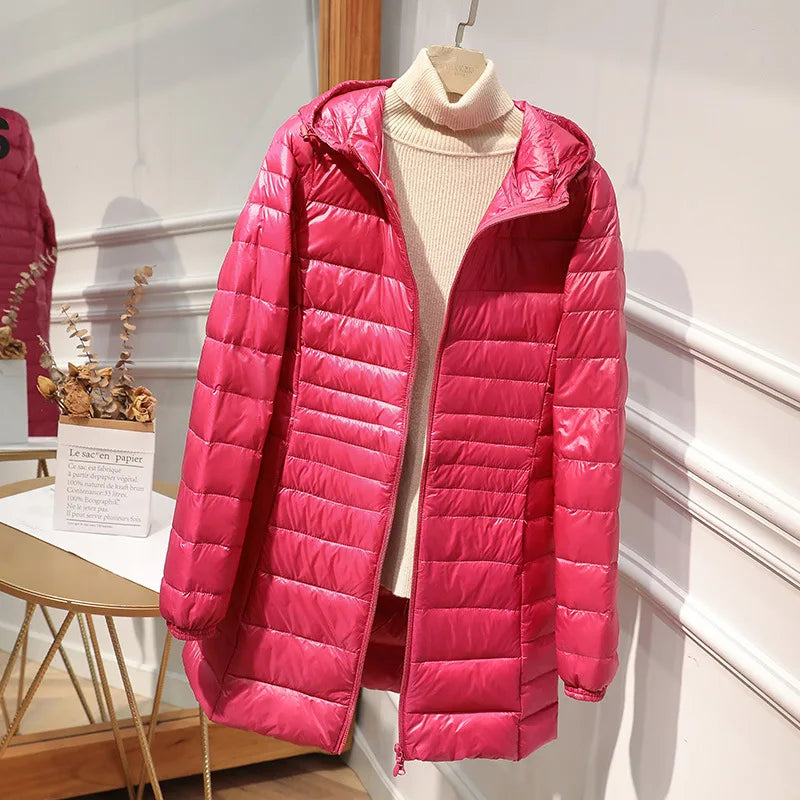 R&B | Lange Daunenjacke für Frauen mit Kapuze