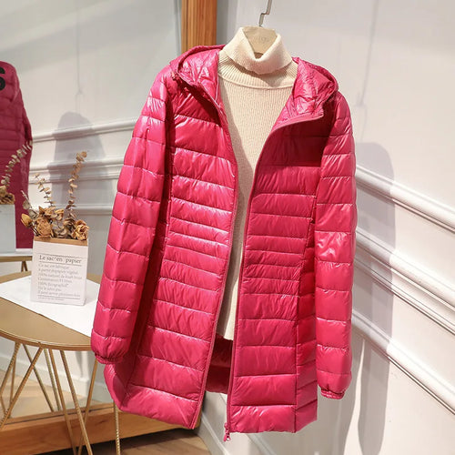 R&B - Lange Daunenjacke für Frauen mit Kapuze