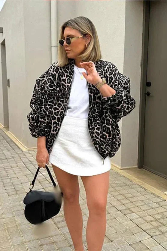 R&B | Modig Bomberjacke Leopardenmuster Modern und Weich